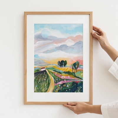 Landscape Art Print - Where I Live Over the Hill