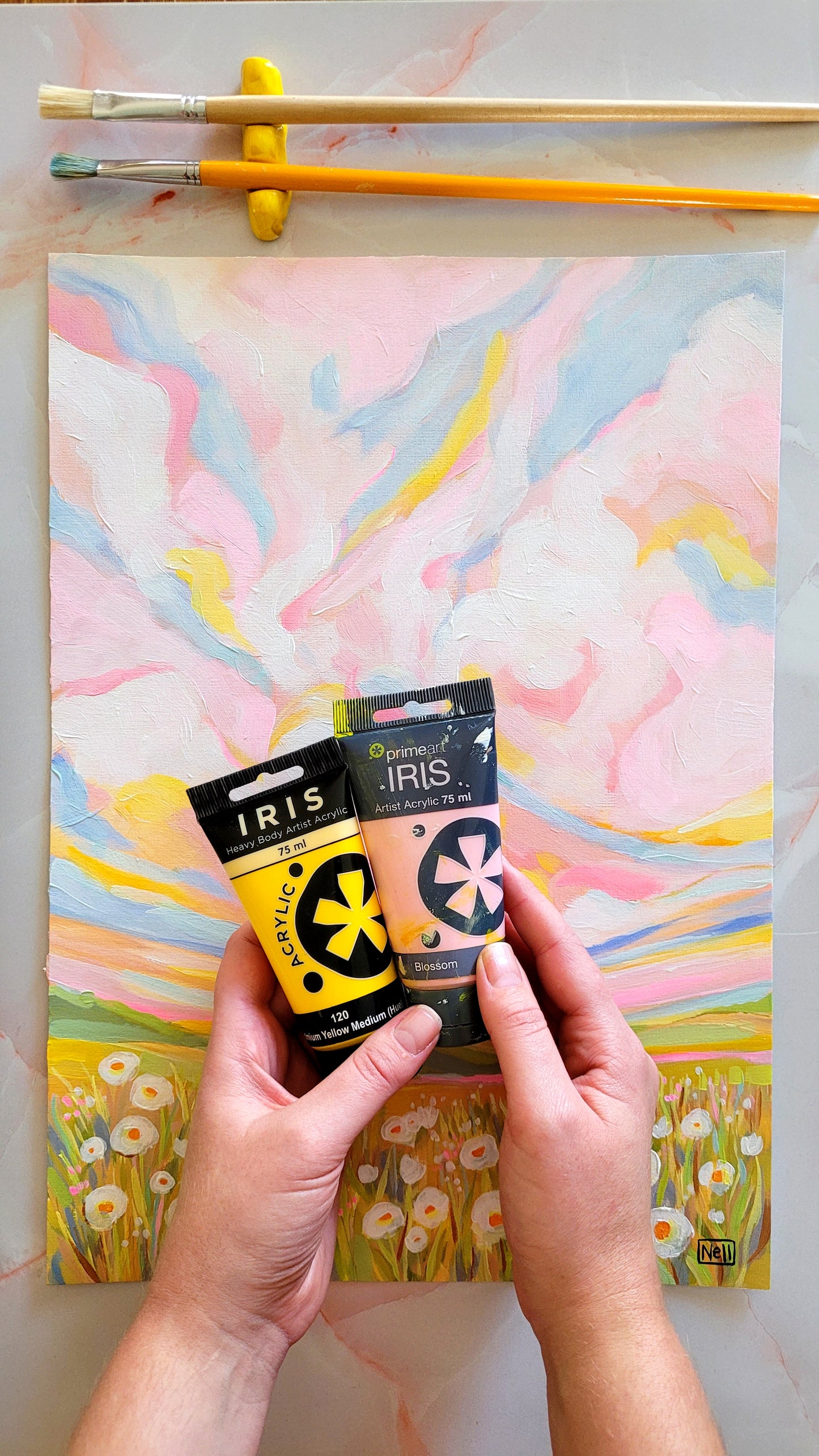 In Love [Original Artwork] - Acrylic on Paper FRAMED Landscape Painting 420x540mm