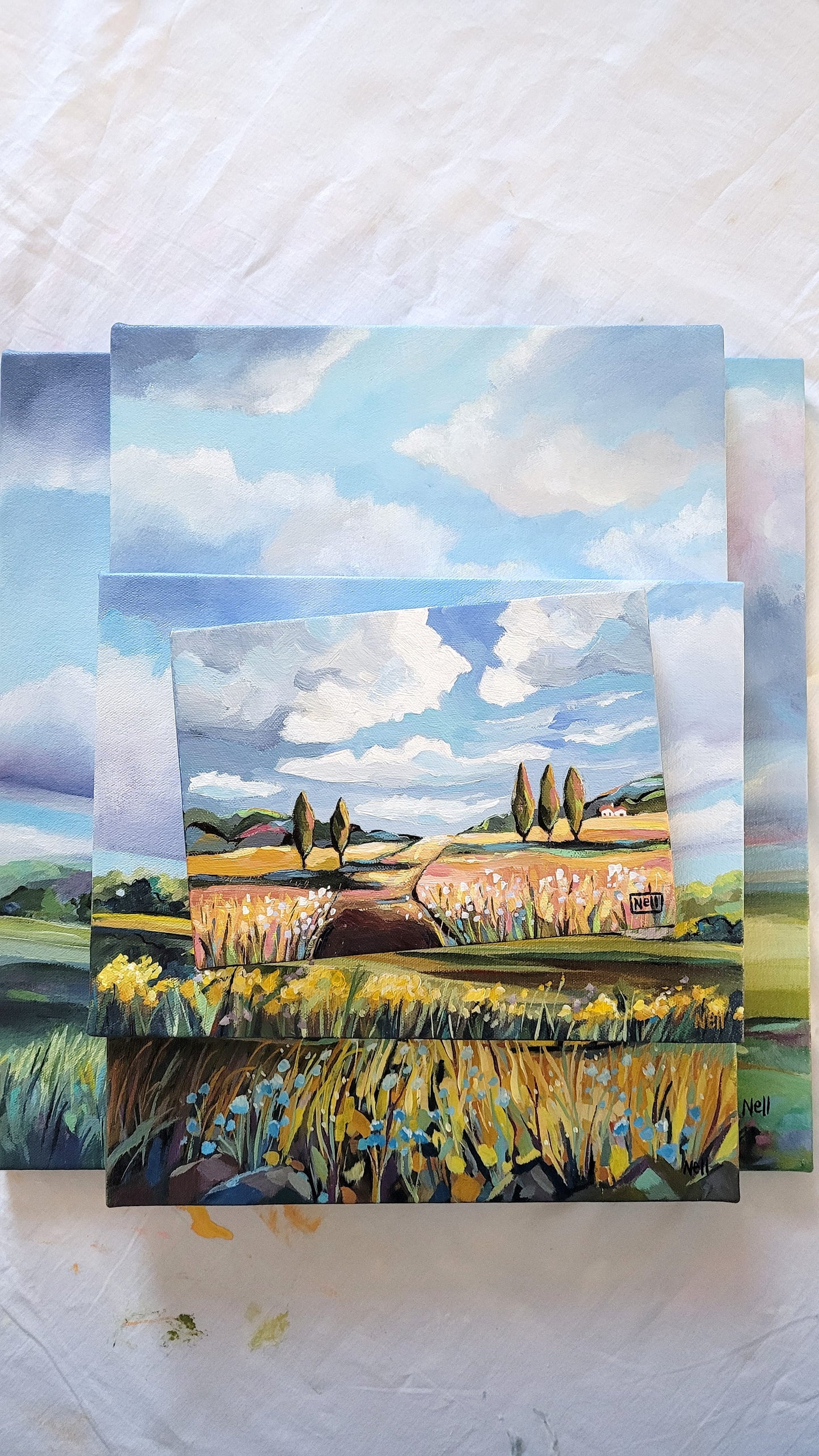 A Way Across the Horizon [Original Artwork] - FRAMED Acrylic on Canvas Landscape Painting 14.7 x 21 cm