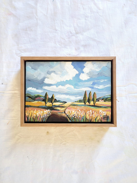A Way Across the Horizon [Original Artwork] - FRAMED Acrylic on Canvas Landscape Painting 14.7 x 21 cm