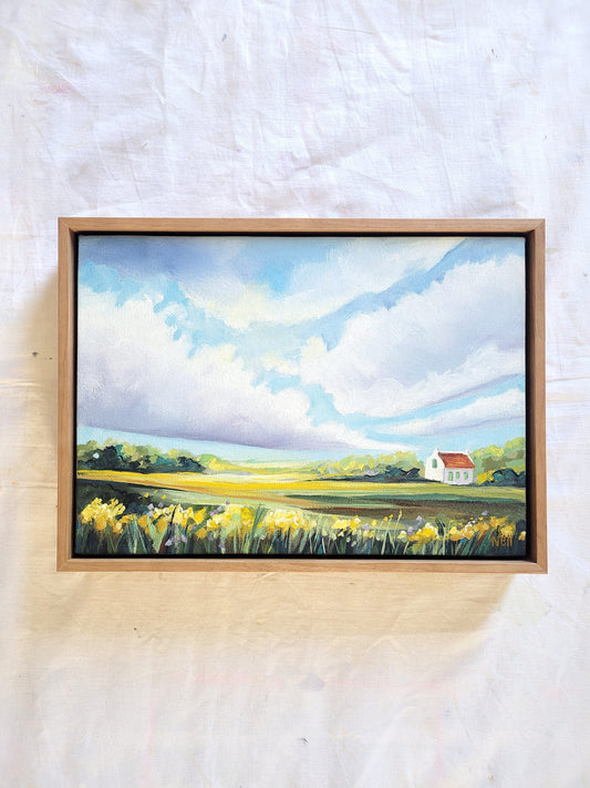 The Sky's Secret [Original Artwork] - FRAMED Acrylic on Canvas Landscape Painting 21 x 29.7 cm