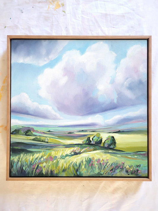 Cloudscape [Original Artwork] - FRAMED Acrylic on Canvas Landscape Painting 40 x 40 cm