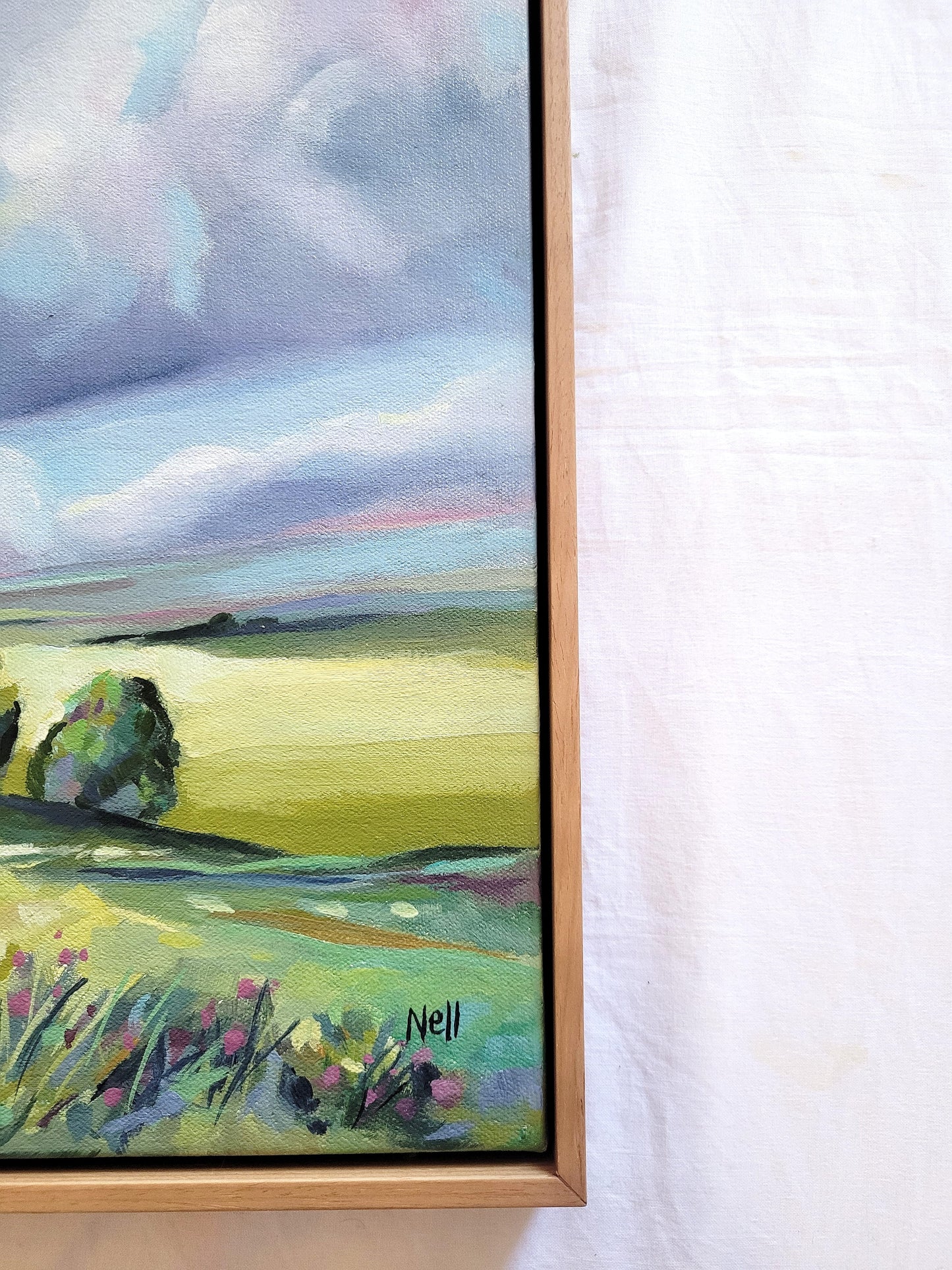 Cloudscape [Original Artwork] - FRAMED Acrylic on Canvas Landscape Painting 40 x 40 cm