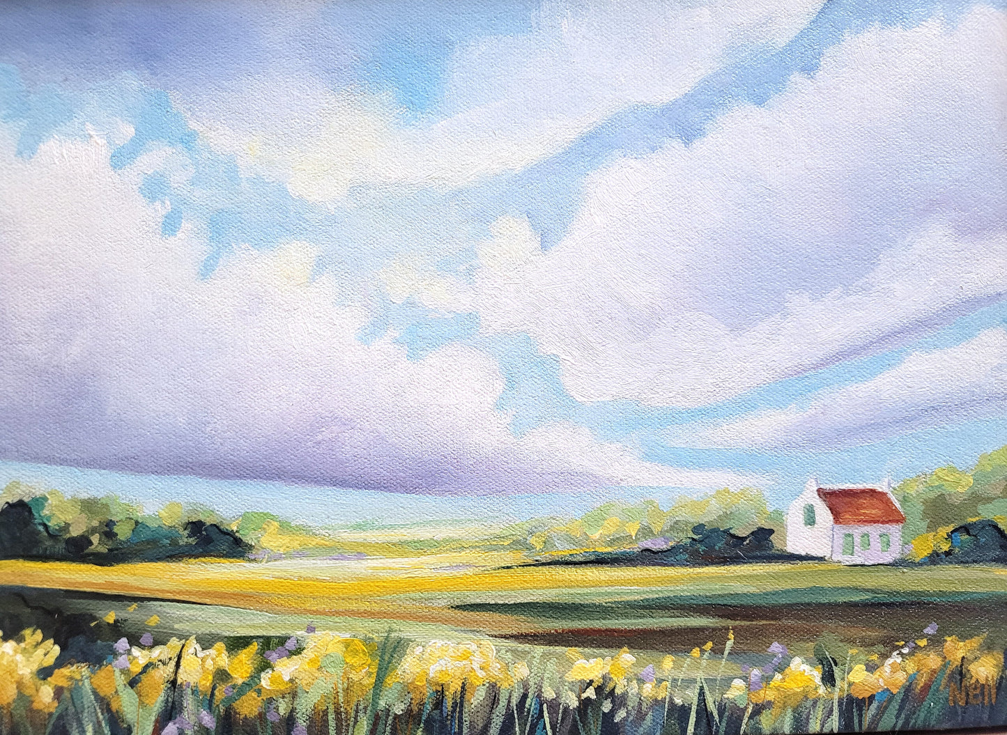 The Sky's Secret [Original Artwork] - FRAMED Acrylic on Canvas Landscape Painting 21 x 29.7 cm