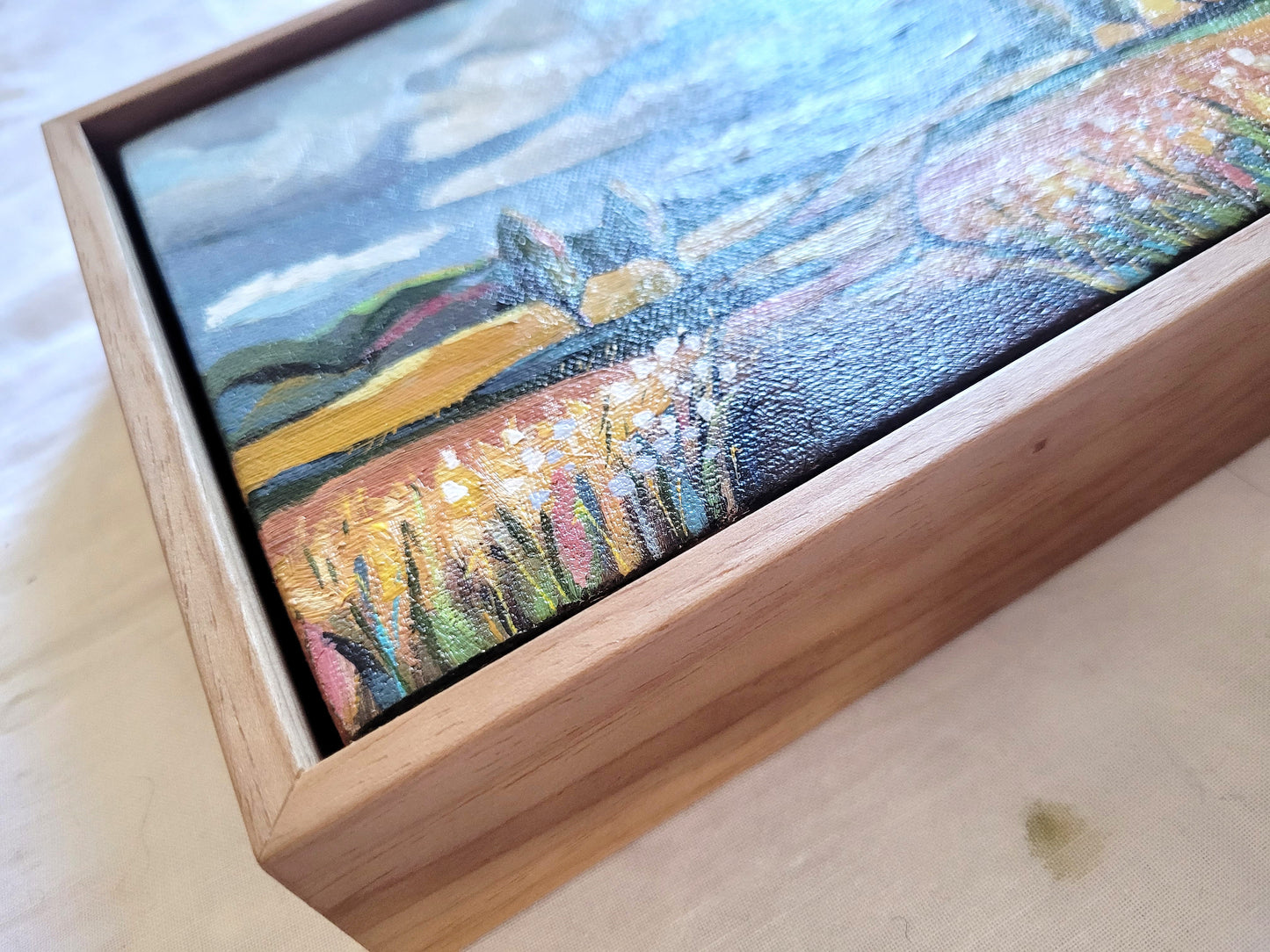 A Way Across the Horizon [Original Artwork] - FRAMED Acrylic on Canvas Landscape Painting 14.7 x 21 cm