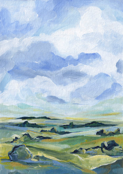 Landscape Art Print - Across the Green Fields