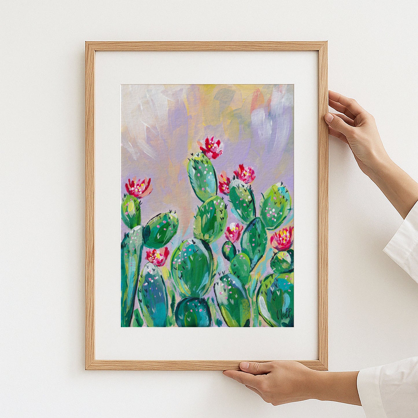 Botanical Art Print - Cactus Garden in the Purple Evening Light