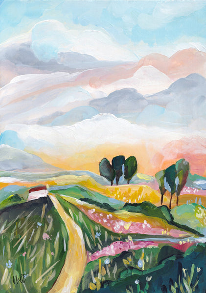 Landscape Art Print - Where I Live Over the Hill